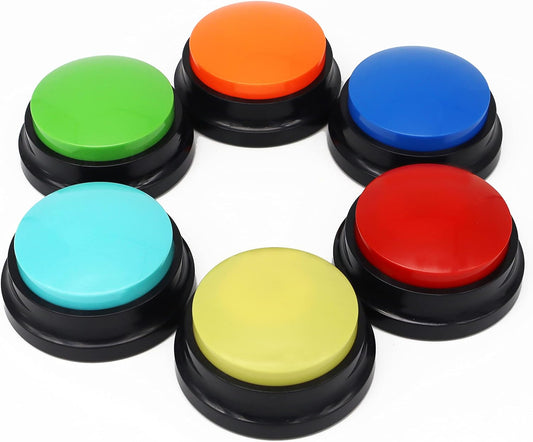 Voice Recording Button, Dog Buttons Training Words Dog Buttons for Communication Pet Training Buzzer, 30 Second Record & Playback, Funny Gift for Study Office Home 6PACK