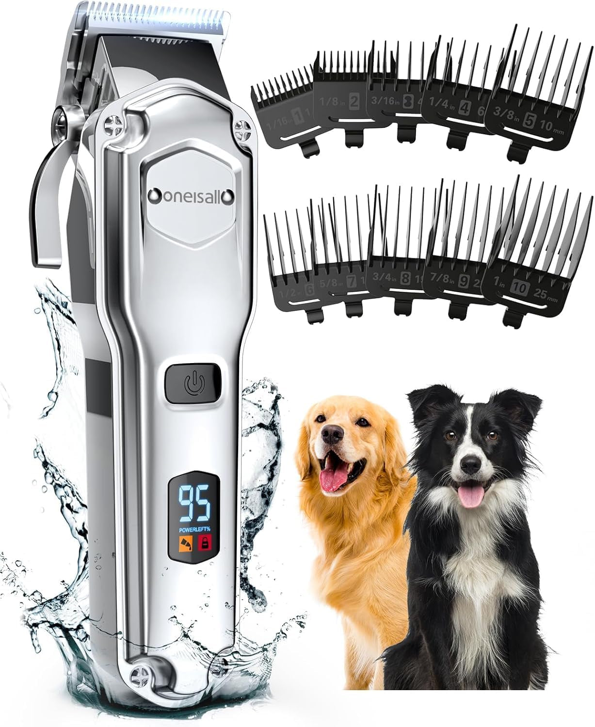 Dog Clippers for Grooming for Thick Heavy Coats/Low Noise Rechargeable Cordless Pet Shaver with Stainless Steel Blade/Waterproof Dog Shaver for Dogs Pets and Animals