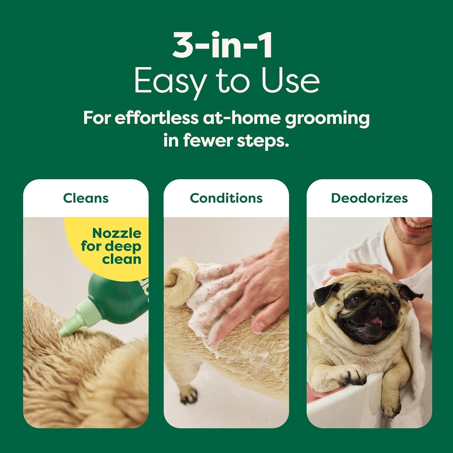 (A Canadian Company), 3-In-1 Soothing Dog Shampoo and Conditioner, Deodorizing Oatmeal Shampoos for Dogs and Puppies, Great for Smelly Pets, White Tea and Basil Scent, 473 Ml
