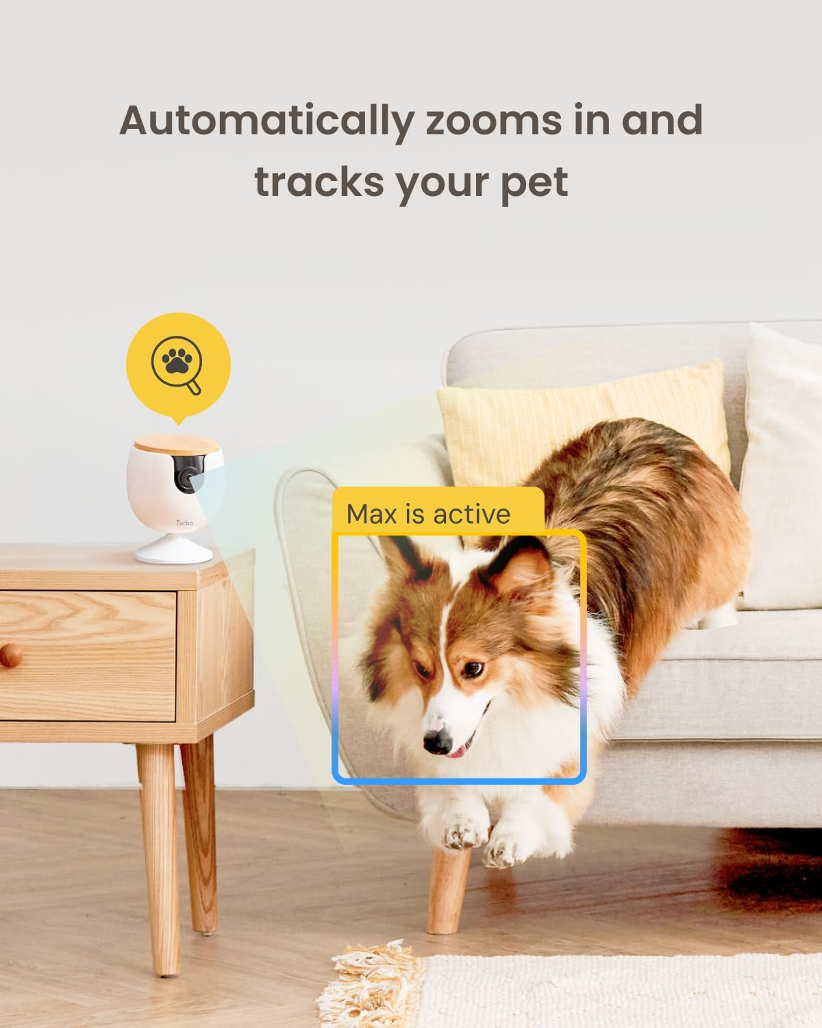 Mini Pet Camera: Security Cam W/Barking/Meowing Alerts, Cat or Dog Tracking W/Phone App, Smart Home Indoor Monitoring, 2-Way Speaker. No Subscription Needed. Standard See, Talk & Toss Features