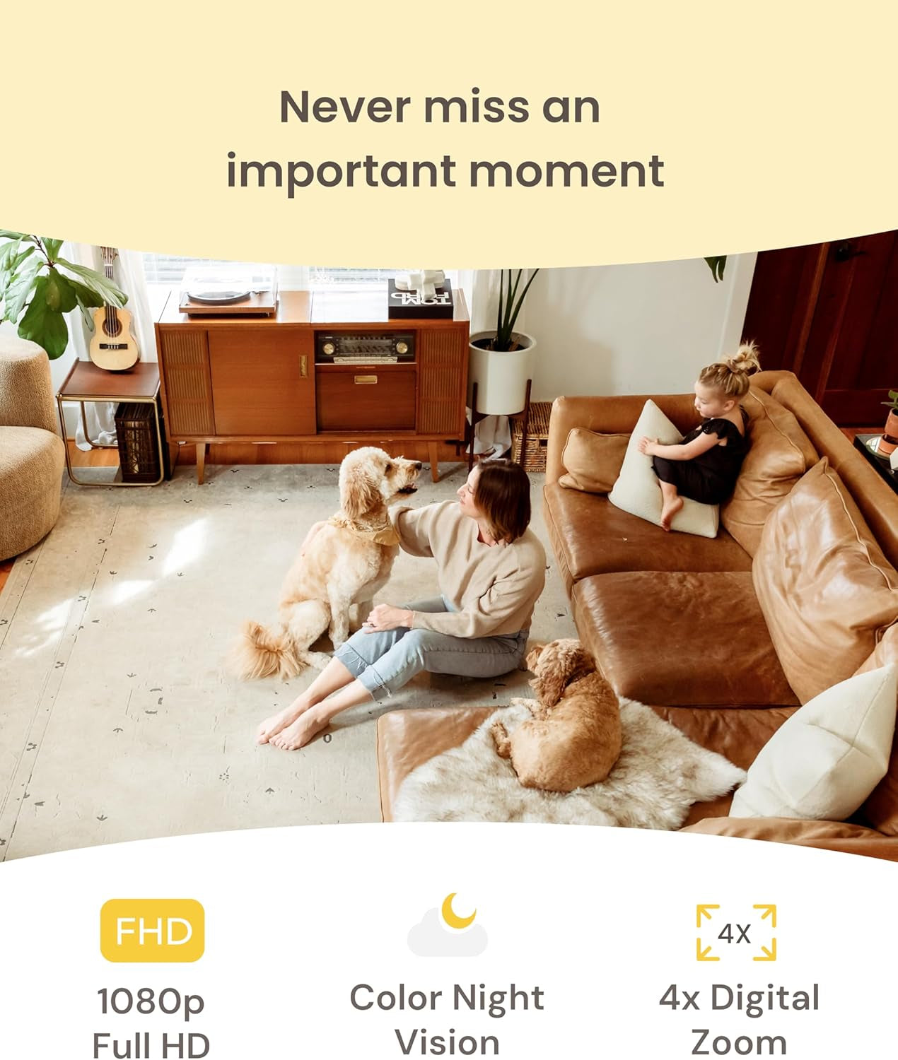 Mini Pet Camera: Security Cam W/Barking/Meowing Alerts, Cat or Dog Tracking W/Phone App, Smart Home Indoor Monitoring, 2-Way Speaker. No Subscription Needed. Standard See, Talk & Toss Features