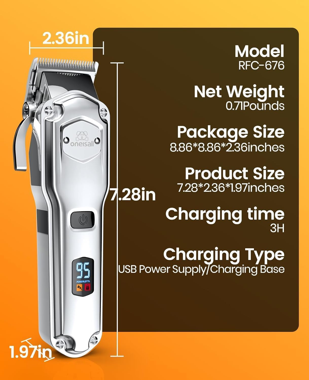Dog Clippers for Grooming for Thick Heavy Coats/Low Noise Rechargeable Cordless Pet Shaver with Stainless Steel Blade/Waterproof Dog Shaver for Dogs Pets and Animals