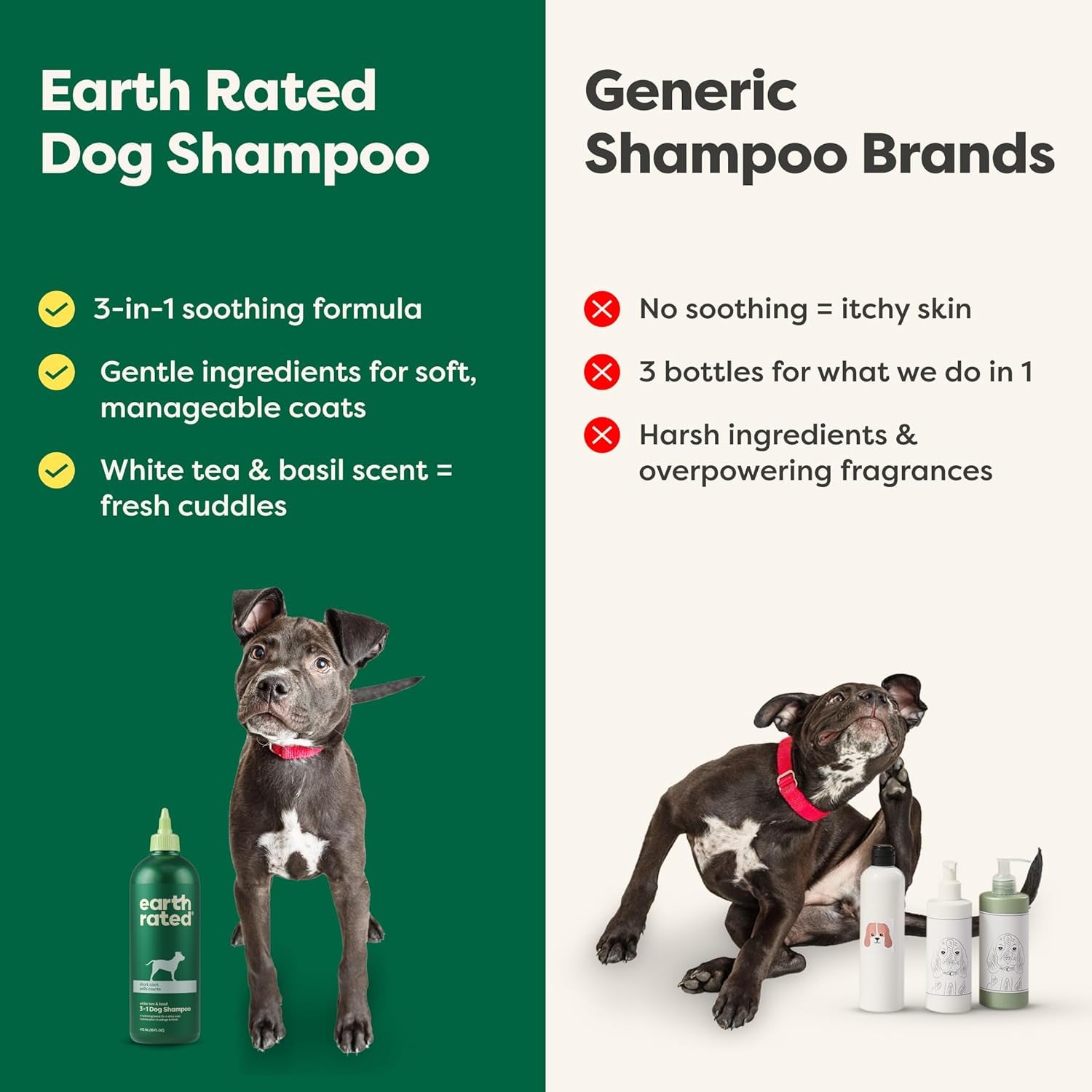 (A Canadian Company), 3-In-1 Soothing Dog Shampoo and Conditioner, Deodorizing Oatmeal Shampoos for Dogs and Puppies, Great for Smelly Pets, White Tea and Basil Scent, 473 Ml