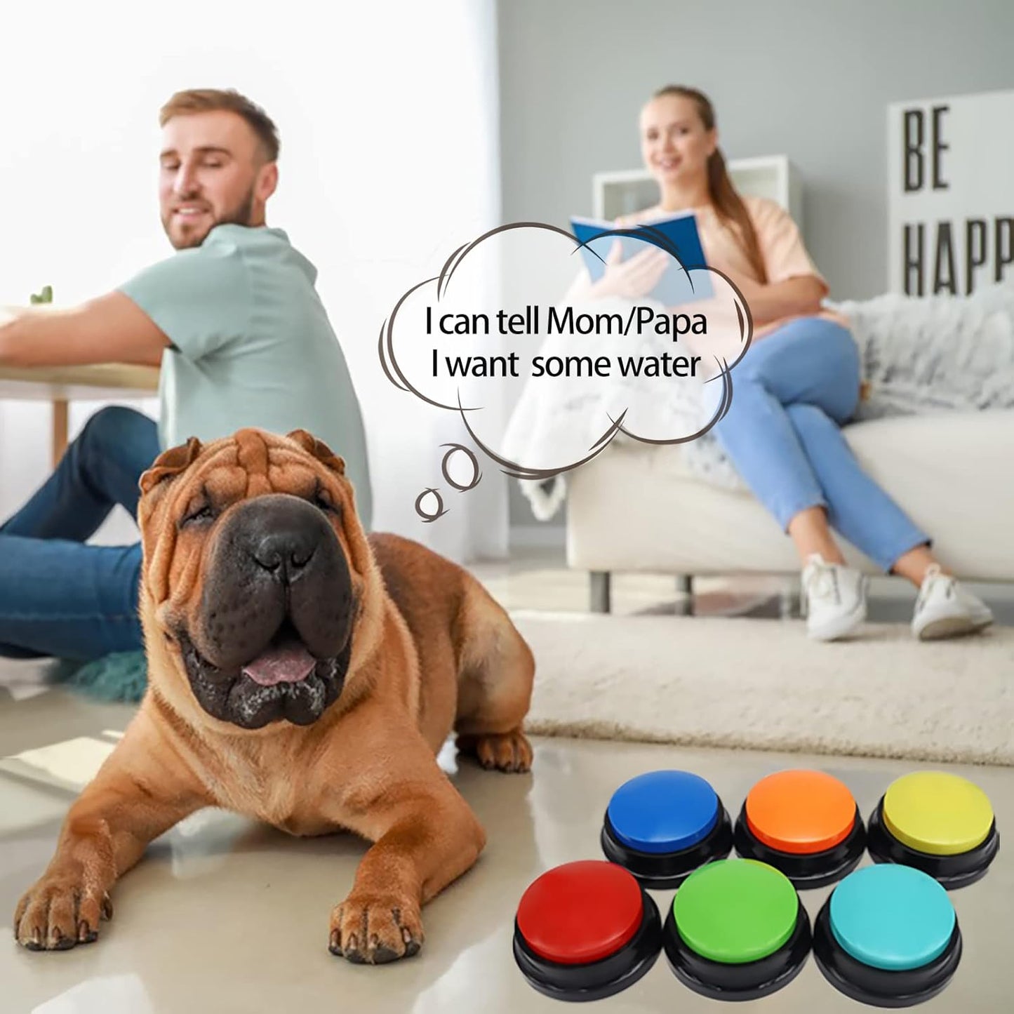 Voice Recording Button, Dog Buttons Training Words Dog Buttons for Communication Pet Training Buzzer, 30 Second Record & Playback, Funny Gift for Study Office Home 6PACK