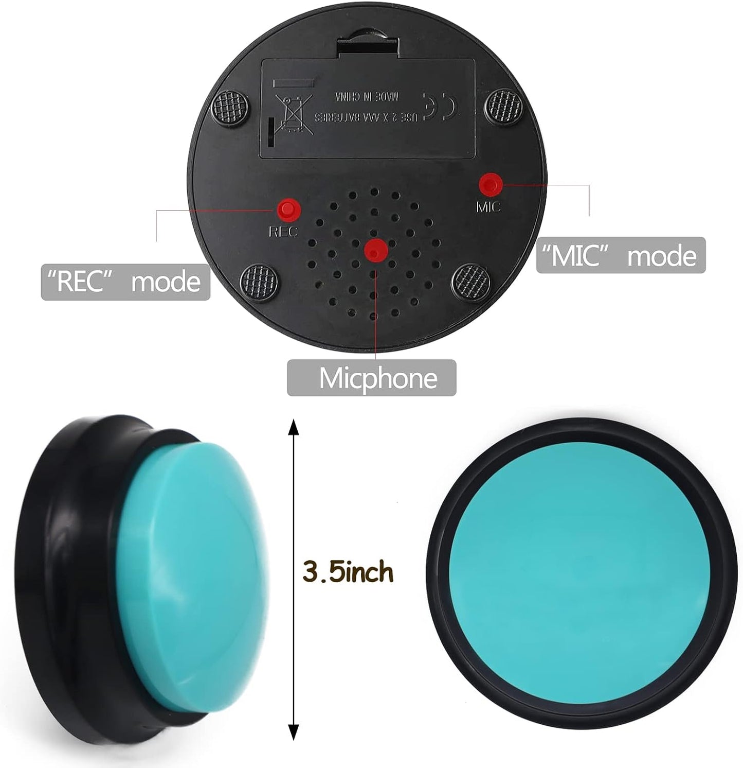 Voice Recording Button, Dog Buttons Training Words Dog Buttons for Communication Pet Training Buzzer, 30 Second Record & Playback, Funny Gift for Study Office Home 6PACK