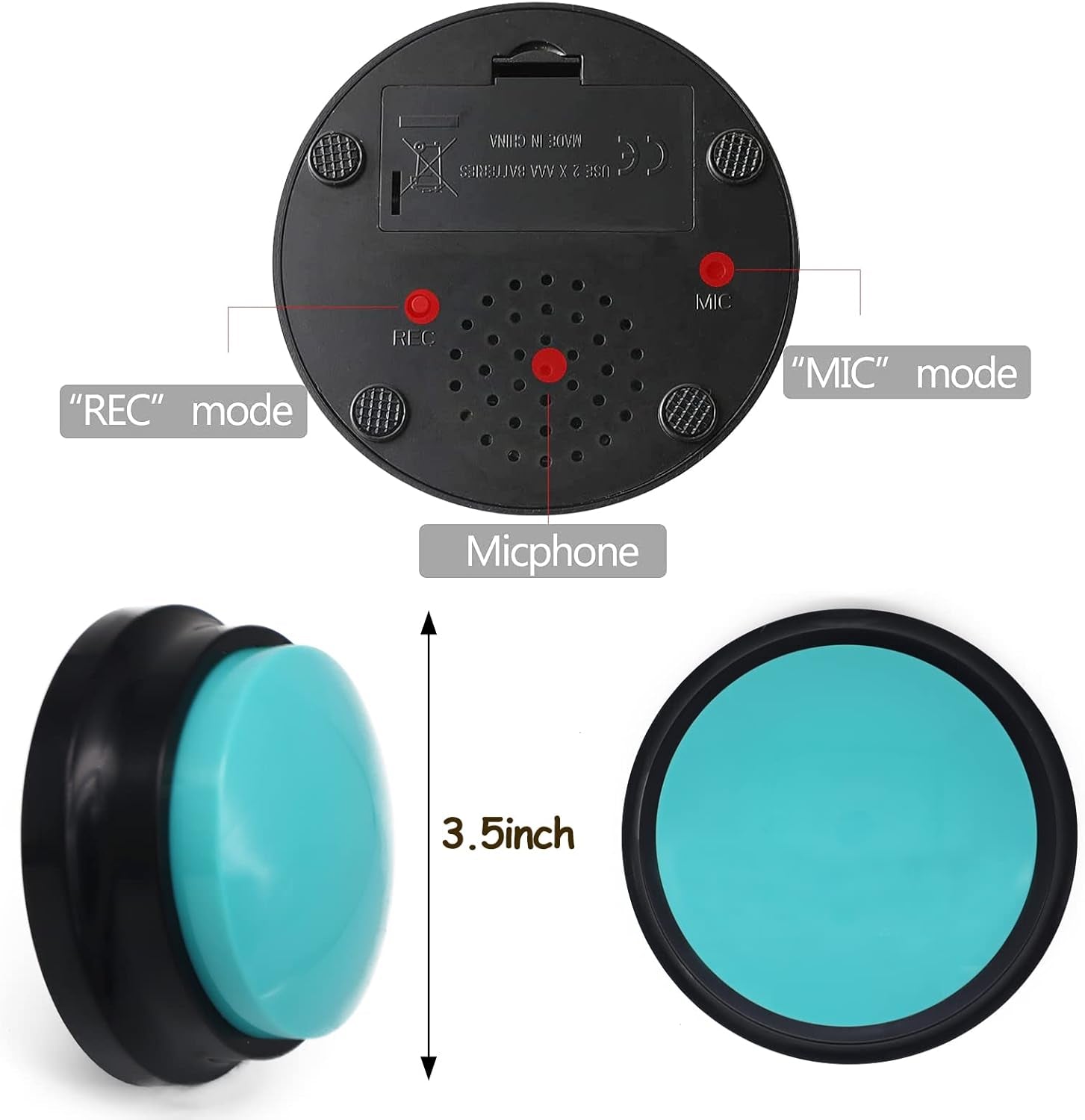 Voice Recording Button, Dog Buttons Training Words Dog Buttons for Communication Pet Training Buzzer, 30 Second Record & Playback, Funny Gift for Study Office Home 6PACK