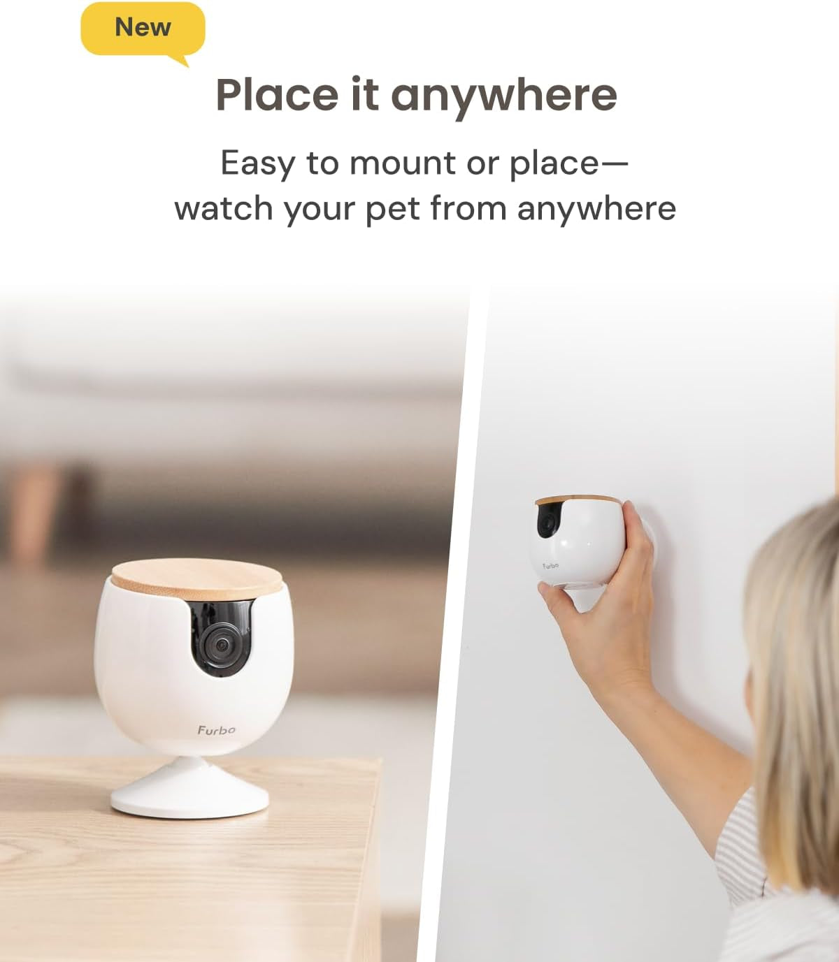 Mini Pet Camera: Security Cam W/Barking/Meowing Alerts, Cat or Dog Tracking W/Phone App, Smart Home Indoor Monitoring, 2-Way Speaker. No Subscription Needed. Standard See, Talk & Toss Features