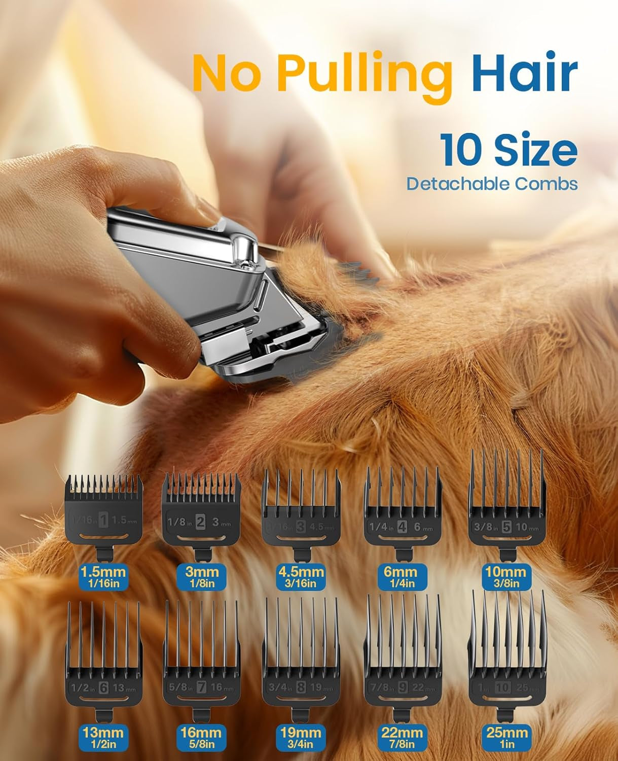 Dog Clippers for Grooming for Thick Heavy Coats/Low Noise Rechargeable Cordless Pet Shaver with Stainless Steel Blade/Waterproof Dog Shaver for Dogs Pets and Animals