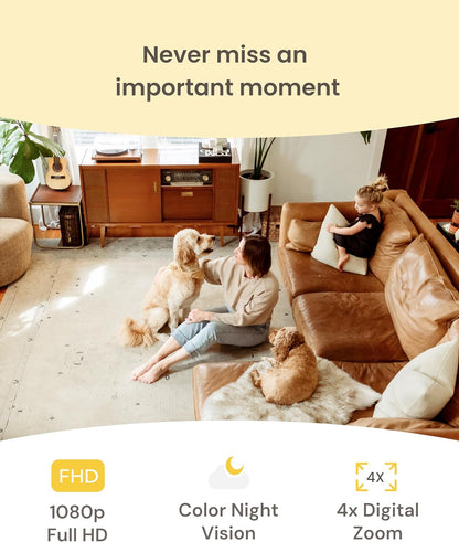 Mini Pet Camera: Security Cam W/Barking/Meowing Alerts, Cat or Dog Tracking W/Phone App, Smart Home Indoor Monitoring, 2-Way Speaker. No Subscription Needed. Standard See, Talk & Toss Features