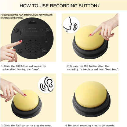 Voice Recording Button, Dog Buttons Training Words Dog Buttons for Communication Pet Training Buzzer, 30 Second Record & Playback, Funny Gift for Study Office Home 6PACK