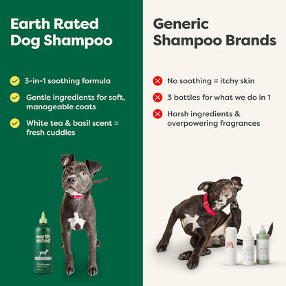 (A Canadian Company), 3-In-1 Soothing Dog Shampoo and Conditioner, Deodorizing Oatmeal Shampoos for Dogs and Puppies, Great for Smelly Pets, White Tea and Basil Scent, 473 Ml