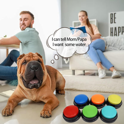 Voice Recording Button, Dog Buttons Training Words Dog Buttons for Communication Pet Training Buzzer, 30 Second Record & Playback, Funny Gift for Study Office Home 6PACK