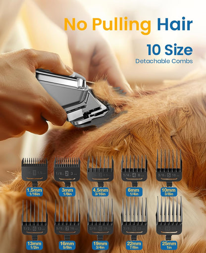 Dog Clippers for Grooming for Thick Heavy Coats/Low Noise Rechargeable Cordless Pet Shaver with Stainless Steel Blade/Waterproof Dog Shaver for Dogs Pets and Animals